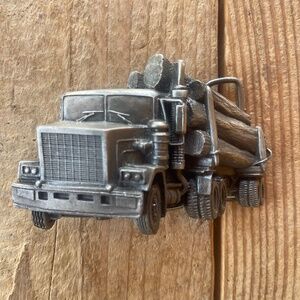 Vintage 1979 Indiana Metal Craft Logging Truck Belt Buckle - Heavyweight 9.2 OZ,
